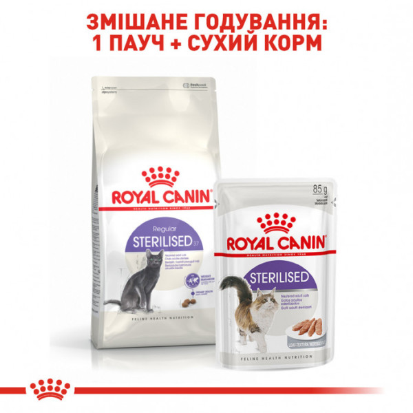 Акція! Корм для дорослих стерилізованих котів ROYAL CANIN STERILISED 2.кг + 400 г у подарунок