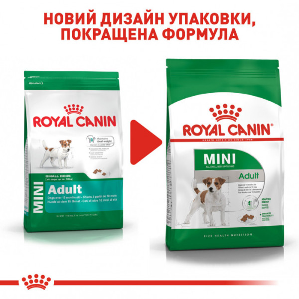Акція ! Корм для дорослих собак ROYAL CANIN MINI ADULT 2 кг + 4 шт вологого корму в подарунок !
