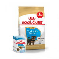 Акция ! Корм для щенков ROYAL CANIN YORKSHIRE PUPPY 1.5 кг + 4 шт влажного корма в подарок !