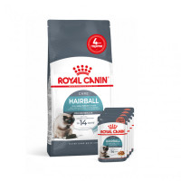 Акция ! Корм для кошек ROYAL CANIN HAIRBALL CARE 2 кг + 4 шт влажного корма в подарок !