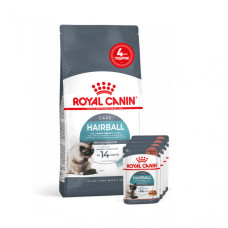 Акция ! Корм для кошек ROYAL CANIN HAIRBALL CARE 2 кг + 4 шт влажного корма в подарок !