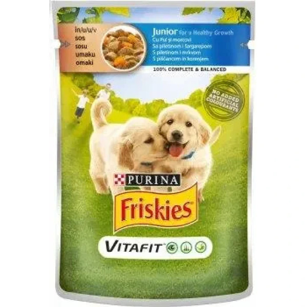Вологий Корм Purina Friskies Junior для цуценят, з куркою та картоплею 100 г*20 шт