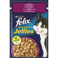 Влажный корм FELIX Sensations Jellies для кошек, с уткой и шпинатом в желе  85г*26шт