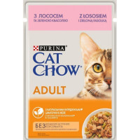 Влажный корм Purina Cat Chow (Кет Чау) для кошек, c лососем и зеленой фасолью, кусочки в желе 85г*26шт