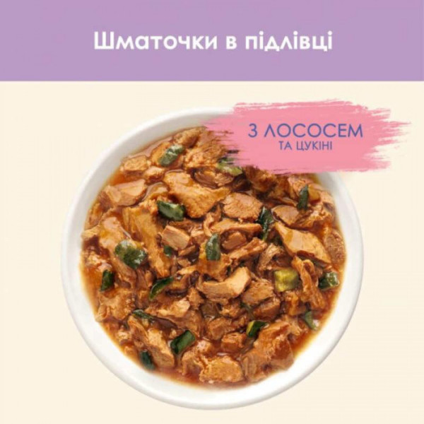 Вологий корм Purina Cat Chow для кішок чутливим травленням, лосось і цукіні, шматочки в желе 85 г*26 шт.