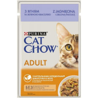 Вологий корм Purina Cat Chow (Кет Чау) для кішок, з ягням і зеленою квасолею, шматочки в желе 85 г*26 шт.
