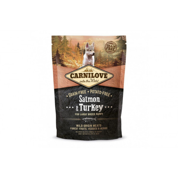 Сухий корм холістік для цуценят великих порід Carnilove (Карнілав) Puppy Large Breed Salmon & Turkey 1,5 кг з лососем та індичкою