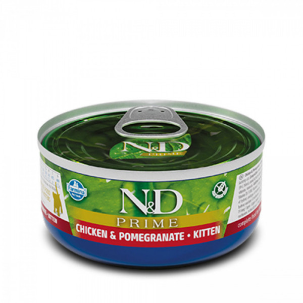 Вологий беззерновий корм Farmina N&D Grain Free Prime Chicken Kitten для кошенят, з куркою та гранатом, 70 г*24 шт