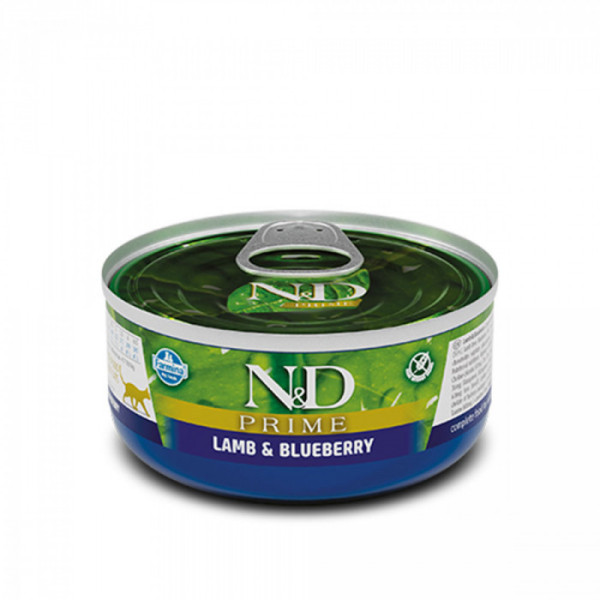 Вологий беззерновий корм Farmina N&D Grain Free Prime Lamb Adult для котів, з ягням і чорницею 70 г
