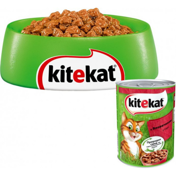 Вологий корм для котів Kitekat яловичина в соусі 400гр*12шт