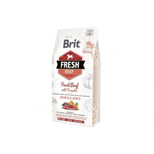 Сухий гіпоалергенний корм для цуценят великих порід Brit Fresh (Брит Фреш) Beef & Pumpkin Puppy Large 2,5 кг зі свіжою яловичиною та гарбузом