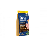 Сухий корм для собак середніх порід вагою від 10 до 25 кг Brit Premium (Брит Преміум) Dog Adult M 15 + 3 кг з куркою