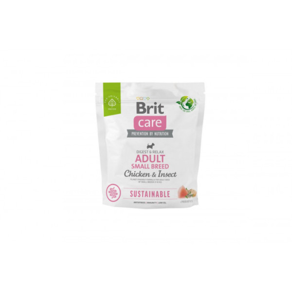Корм для собак малих порід Brit Care Dog Sustainable Adult Small Breed Chicken & Insect з куркою та комахами, 1 кг
