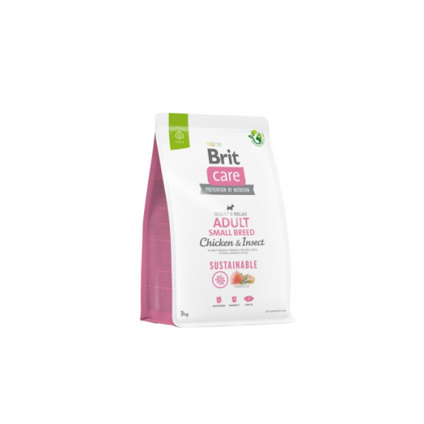 Корм для собак малих порід Brit Care Dog Sustainable Adult Small Breed Chicken & Insect з куркою та комахами, 3 кг