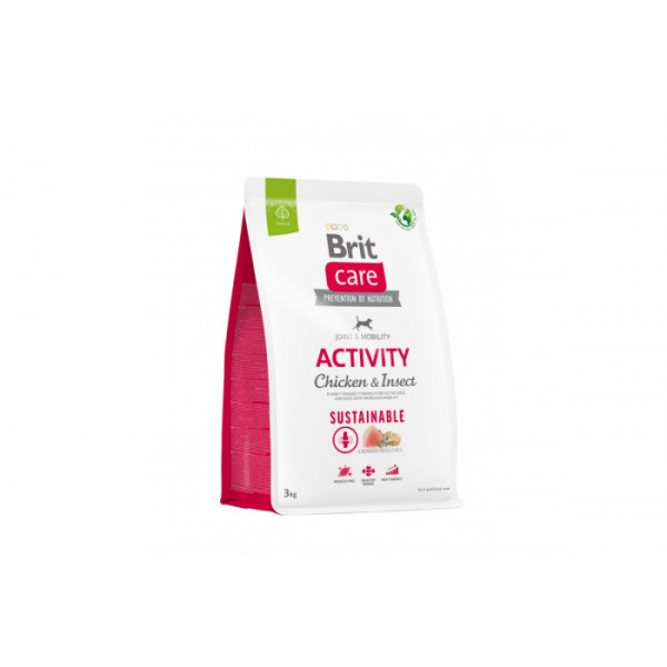 Корм для собак з підвищеною активністю Brit Care Dog Sustainable Activity Chicken & Insect з куркою та комахами, 3 кг