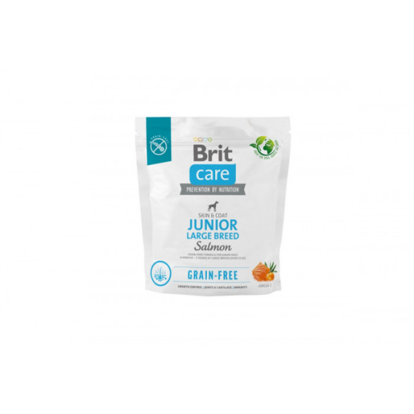 Корм для цуценят великих порід Brit Care Grain-free Junior Large Breed сухий корм для цуценят 1 кг - лосось