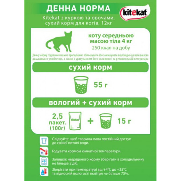 Сухий корм для кішок Kitekat курка з овочами 1.8 кг
