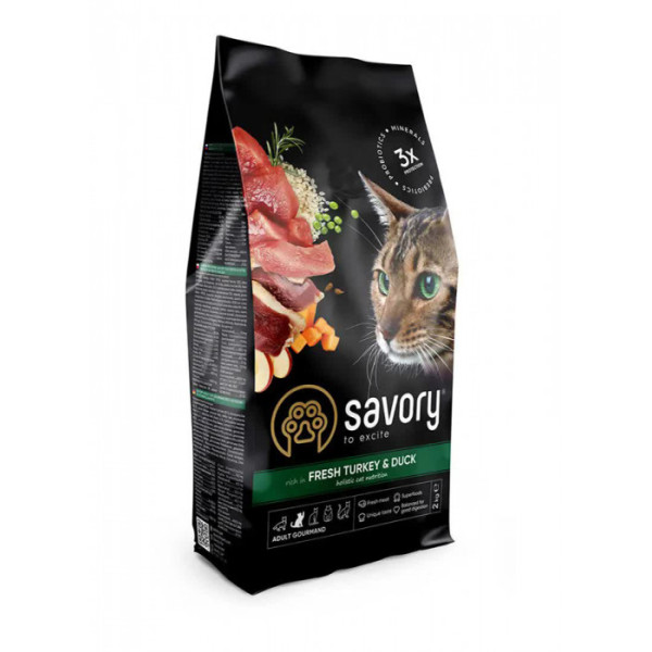 Сухий корм Savory Fresh Turkey & Duck для дорослих примхливих котів зі свіжою індичкою та качкою 2 кг