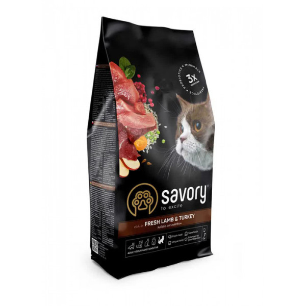 Сухий корм Savory Fresh Lamb & Turkey для кішок з чутливим травленням зі свіжим ягнятком та індичкою 2 кг
