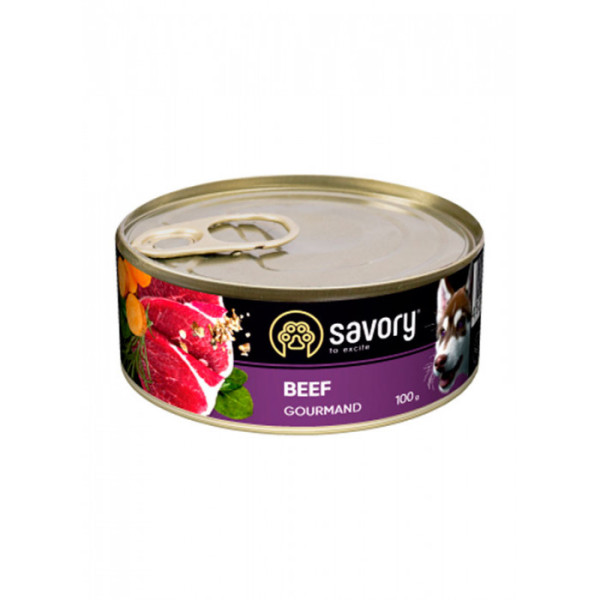 Вологий корм Savory для дорослих собак з яловичиною 6шт*100 г