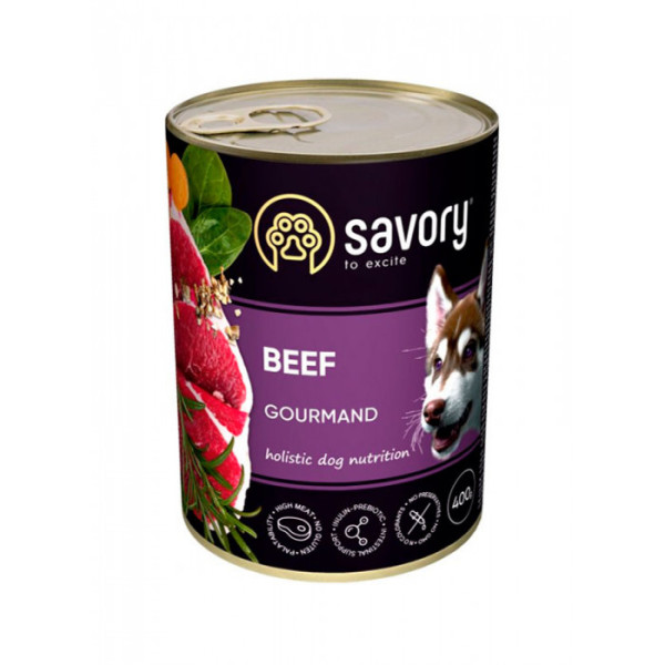 Вологий корм Savory для дорослих собак з яловичиною 6шт*400 г