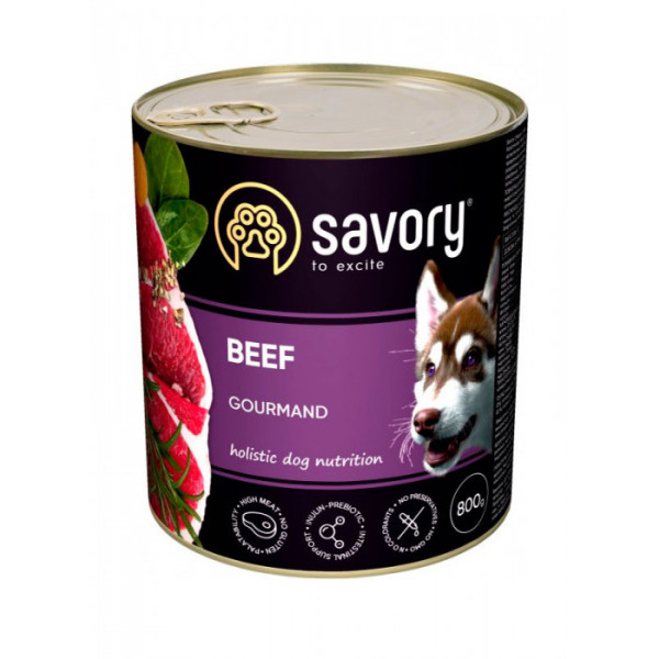 Вологий корм Savory для дорослих собак з яловичиною 6шт*800 г