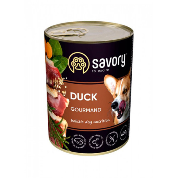 Вологий корм Savory для дорослих собак з качкою 6шт*400 г