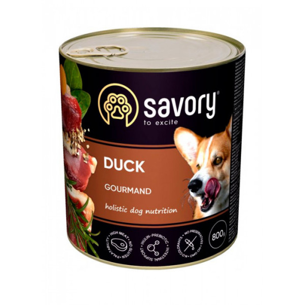 Вологий корм Savory для дорослих собак з качкою 6шт*800 г