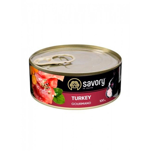 Вологий корм Savory для дорослих собак з індичкою 6шт*100 г