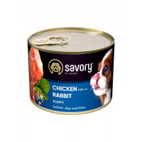 Вологий корм Savory для цуценят з кроликом і куркою 6шт*200 г