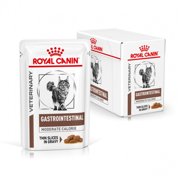 Вологий корм для дорослих котів ROYAL CANIN GASTRO-INTESTINAL MODERATE CALORIE CAT Pouches  85 г x 12 шт