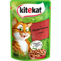 Вологий корм для котів Kitekat яловичина в соусі 100гр*24шт