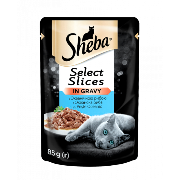 Вологий корм для кішок Sheba Select Slices з океанічною рибою в соусі 85 г*12шт