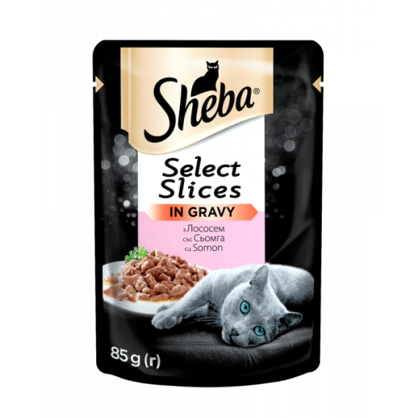 Вологий корм для кішок Sheba Select Slices з лососем у соусі 85 г*12шт