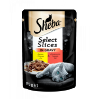 Вологий корм для котів Sheba Select Slices з домашньою птикою в соусі 85гр*12шт