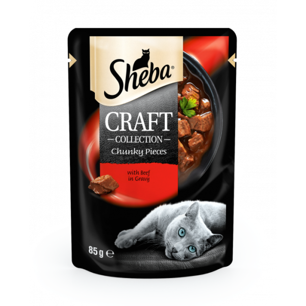 Вологий корм для котів Sheba Craft з гів'ядиною в соусі 85гр*12шт