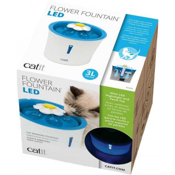 Купить Поилка-фонтан Catit «Flower Fountain LED» с подсветкой 3 л