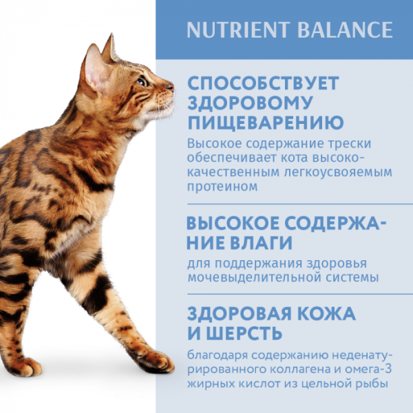 Вологий корм Optimeal для котів із тріскою та овочами в желе 12х85 гр