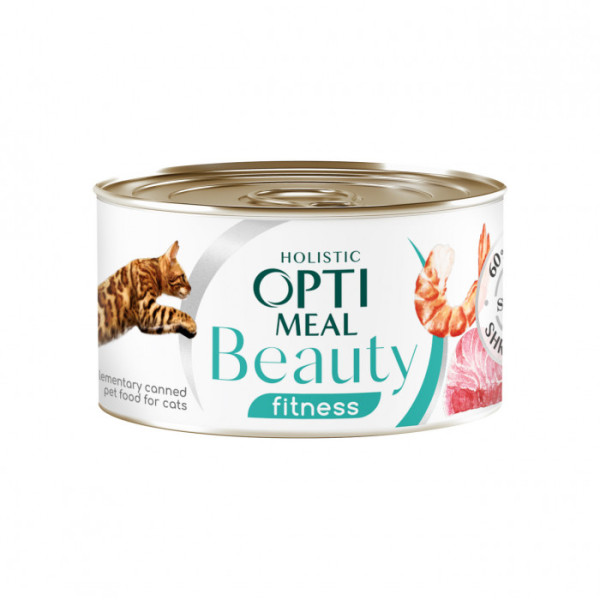 Вологий корм Optimeal Beauty Fitness для котів "Смугастий тунець у соусі з креветками" 70 г