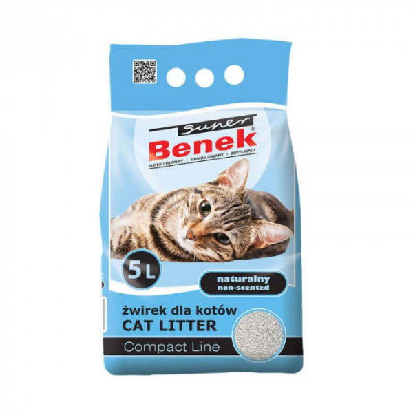 Super Benek (Супер Бінек) — Бентонітовий наповнювач Компактний для котячого туалету без аромату 5 л