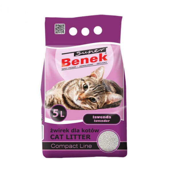 Super Benek (Супер Бенек) — Бентонітовий наповнювач Компактний для котячого туалету з ароматом лаванди 5 л