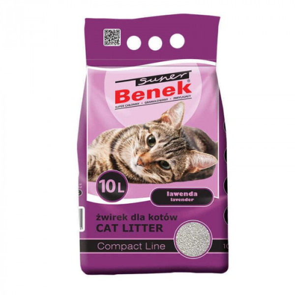 Super Benek (Супер Бенек) — Бентонітовий наповнювач Компактний для котячого туалету з ароматом лаванди 10 л