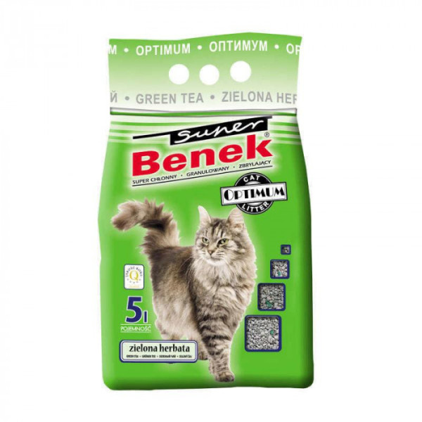 Super Benek (Супер Бенек) — Бентонітовий наповнювач Стандарт для котячого туалету з ароматом зеленого чаю 5 л