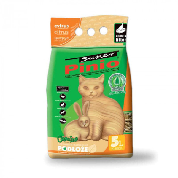 Super Pinio (Супер Пініо) Універсальний деревний наповнювач для тварин і птахів з ароматом цитрусів 5 л