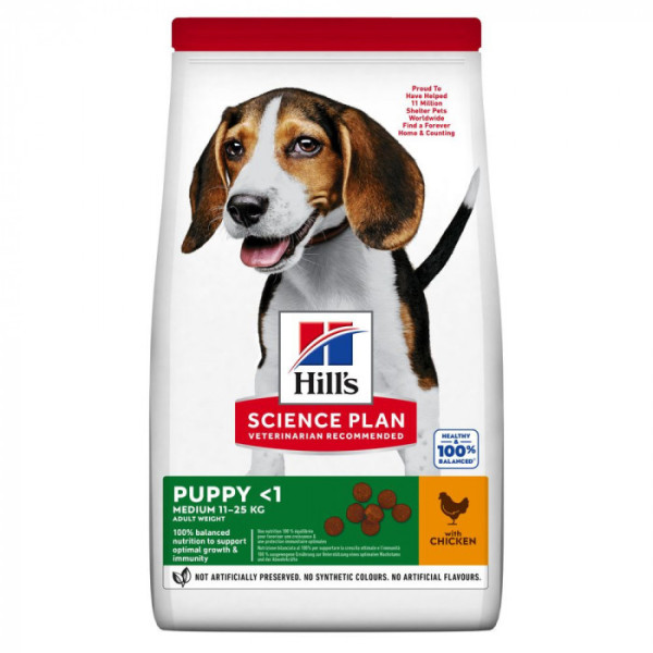 Сухий корм для цуценят середніх порід Hills Science Puppy Medium 14 кг (курка)