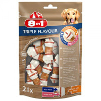 Ласощі для собак 8in1 Triple Flavour Кістка пресована 7 см, 294 г / 21 шт. (яловичина та свинина)