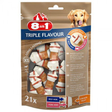 Ласощі для собак 8in1 Triple Flavour Кістка пресована 7 см, 294 г / 21 шт. (яловичина та свинина)