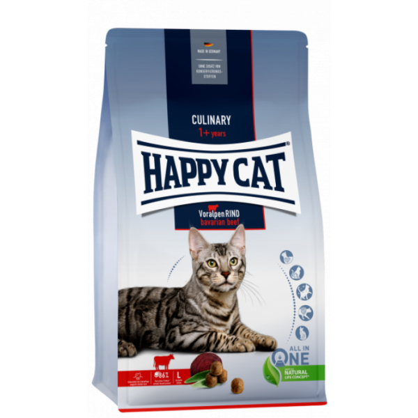 Сухий корм для дорослих кішок Happy Cat Culinary Voralpen Rind, зі смаком яловичини, 1.3 кг