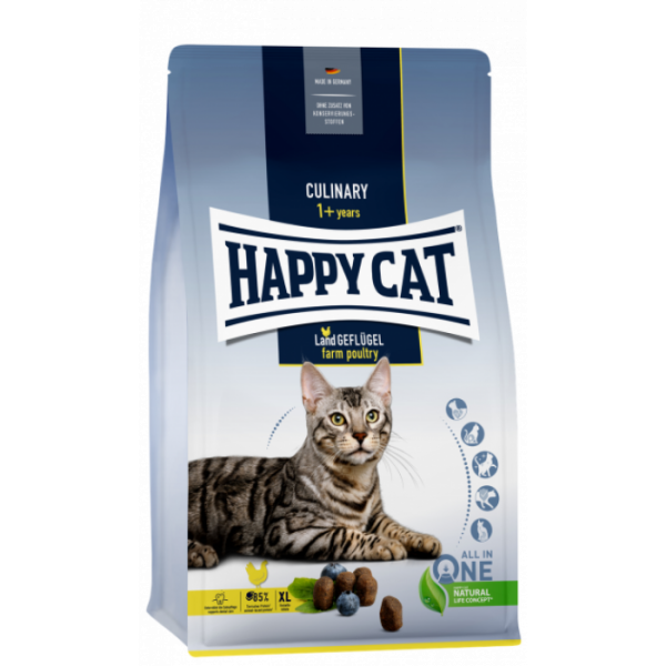 Сухий корм для дорослих котів великих порід Happy Cat Culinary Land Geflugel, зі смаком птиці, 4 кг