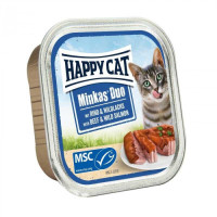 Влажный корм Happy Cat Minkas Duo (Хеппи Кет) с говядиной и диким лососем 100гр*12шт